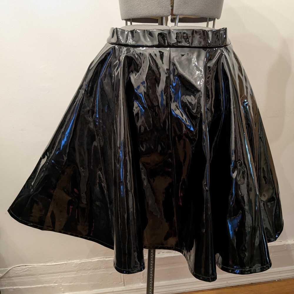 Vixen by Micheline Pitt Glossy Black Skater Skirt